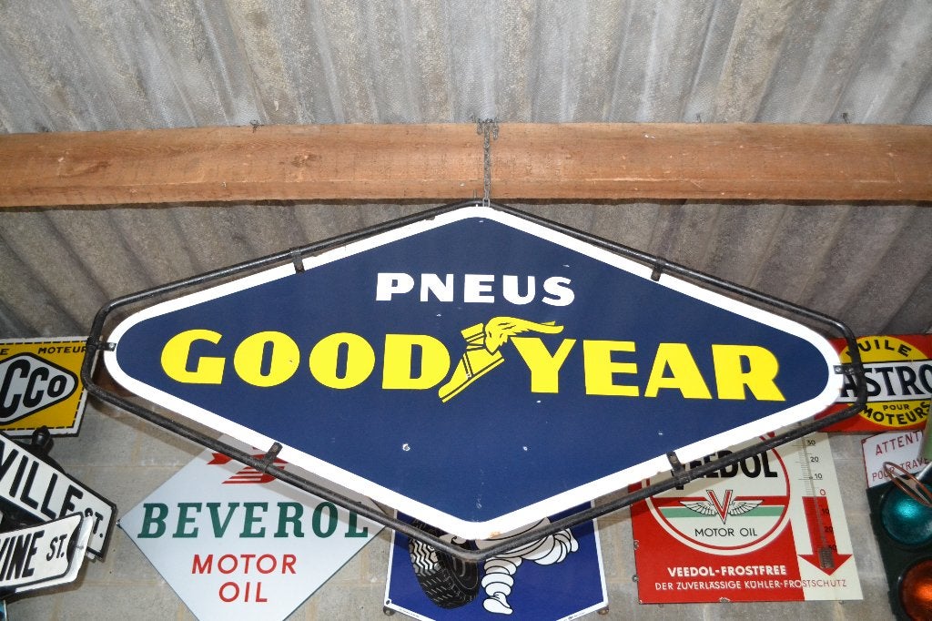 Good Year geëmailleerde grote plaquette, Ophalen, Gebruikt