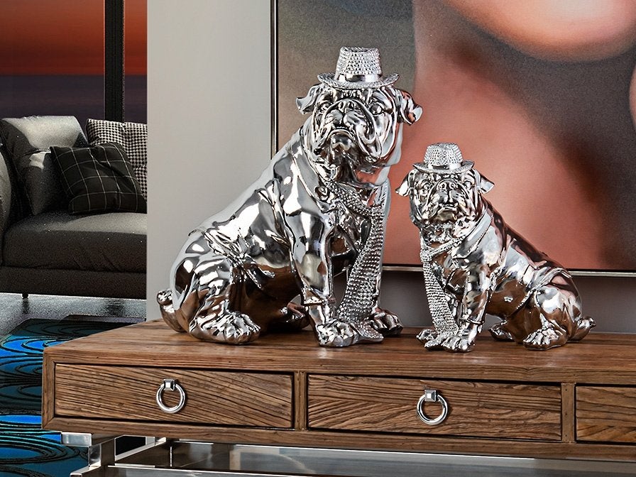 UNIEK Bulldog Hat design object polyresin glossy silver, Antiquités & Art, Art | Objets design, Argent, Plastique, Enlèvement