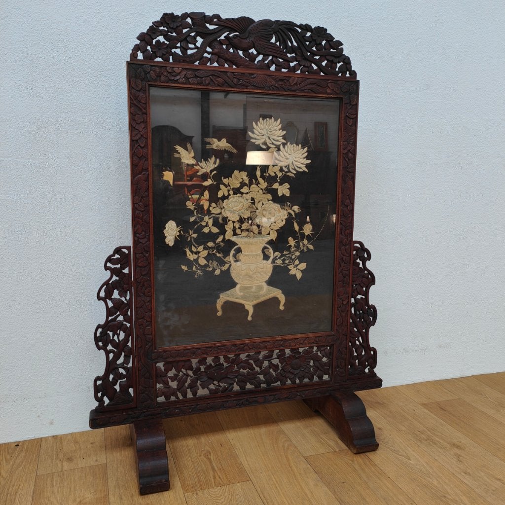 Écran de cheminée en bois asiatique antique, Enlèvement ou Envoi