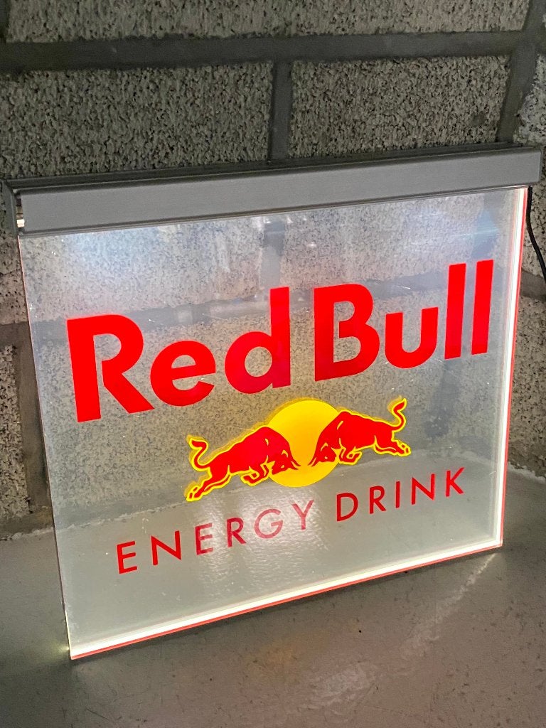 Origineel Red Bull LED reclamebord lichtbak plexiglas, Verzamelen, Ophalen, Gebruikt, Reclamebord