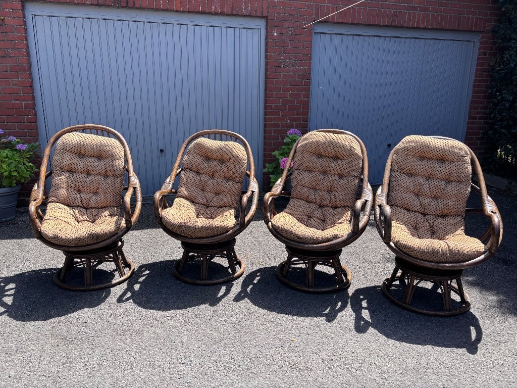 Retro rotan set, Huis en Inrichting, Zetels | Complete zithoeken, Gebruikt, Riet of Rotan, Ophalen
