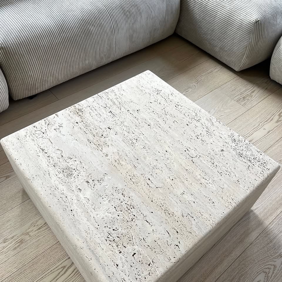 Nieuwe travertin salontafel echte natuursteen, Ophalen, 50 tot 100 cm, Nieuw, 50 tot 100 cm