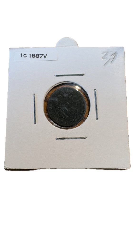 LEOPOLD II: 1 cent 1887V (3), Ophalen of Verzenden