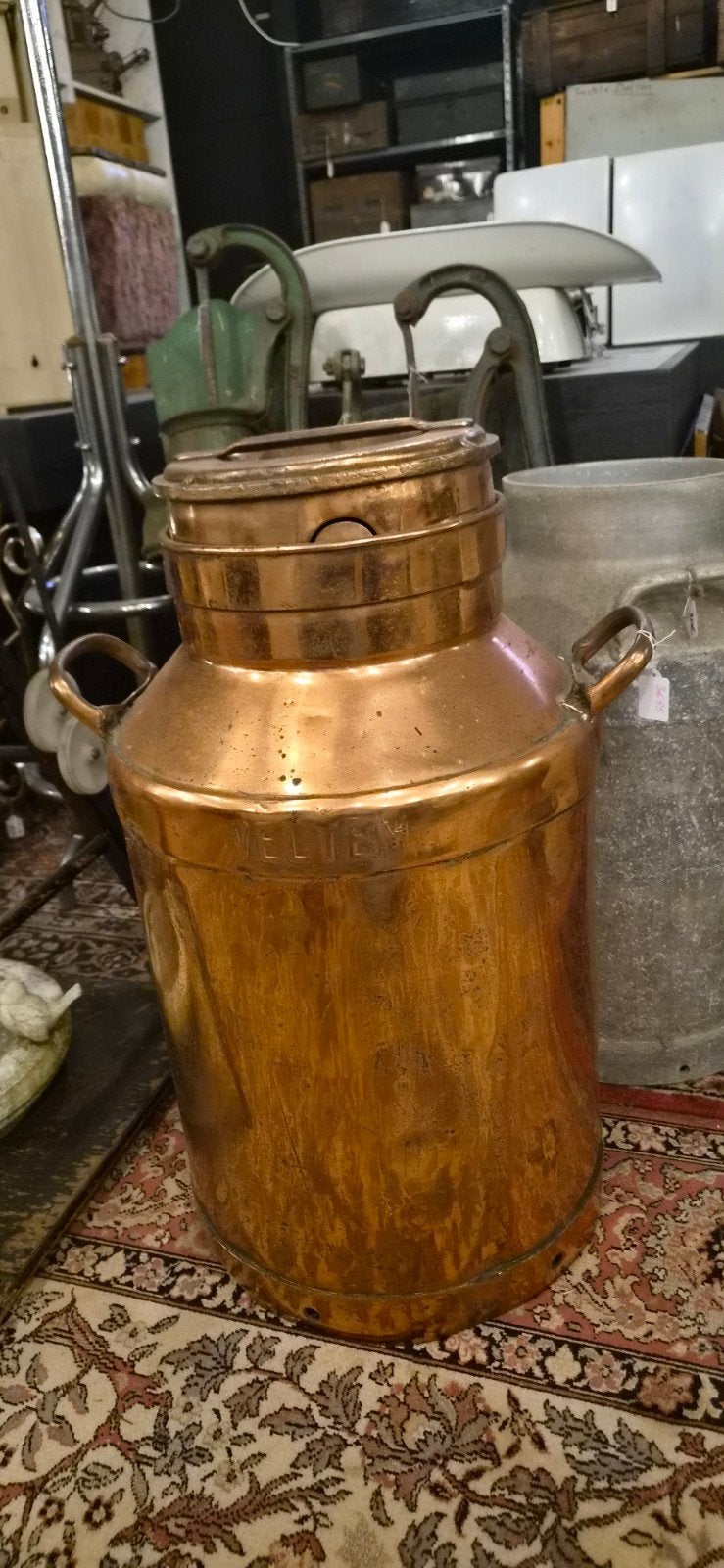 Vintage koperen melkbus VELTEM ca. 57 cm, Ophalen