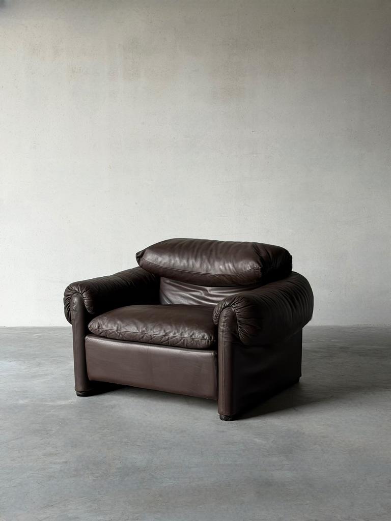 Vintage Italiaanse lederen lounge chair , 1980, Ophalen, Zo goed als nieuw, Leer