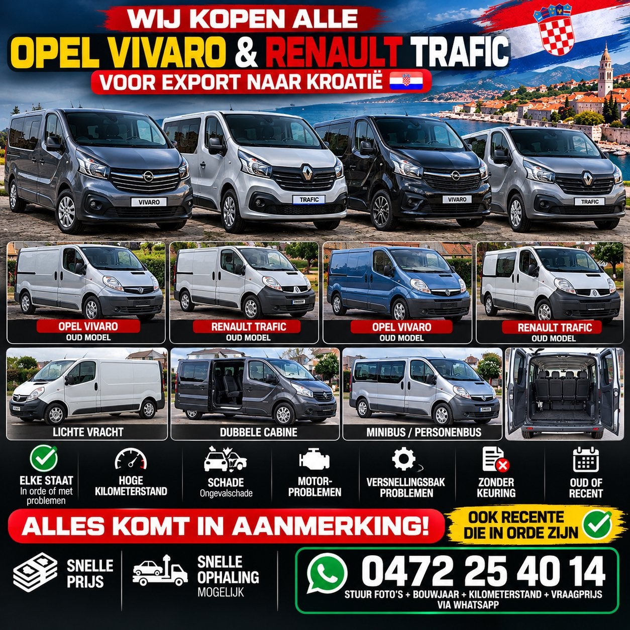 OPEL VIVARO & RENAULT TRAFIC GEZOCHT – EXPORT, Autos, Entreprise, Achat, Vivaro
