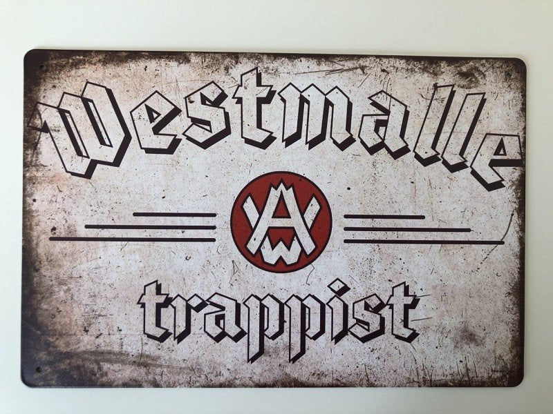 Westmalle Trappist bier metalen vintagelook wandplaat, Verzamelen, Ophalen of Verzenden, Nieuw, Reclamebord, Plaat of Schild