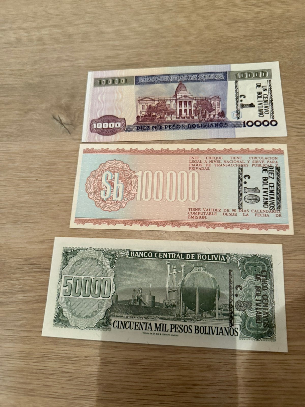 Lot de billets boliviens timbrés, Enlèvement ou Envoi