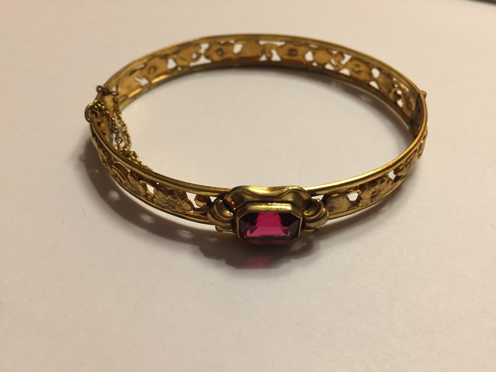 Magnifique bracelet art déco « Oresto », Bijoux, Sacs & Beauté, Enlèvement ou Envoi, Comme neuf, Rouge, Or