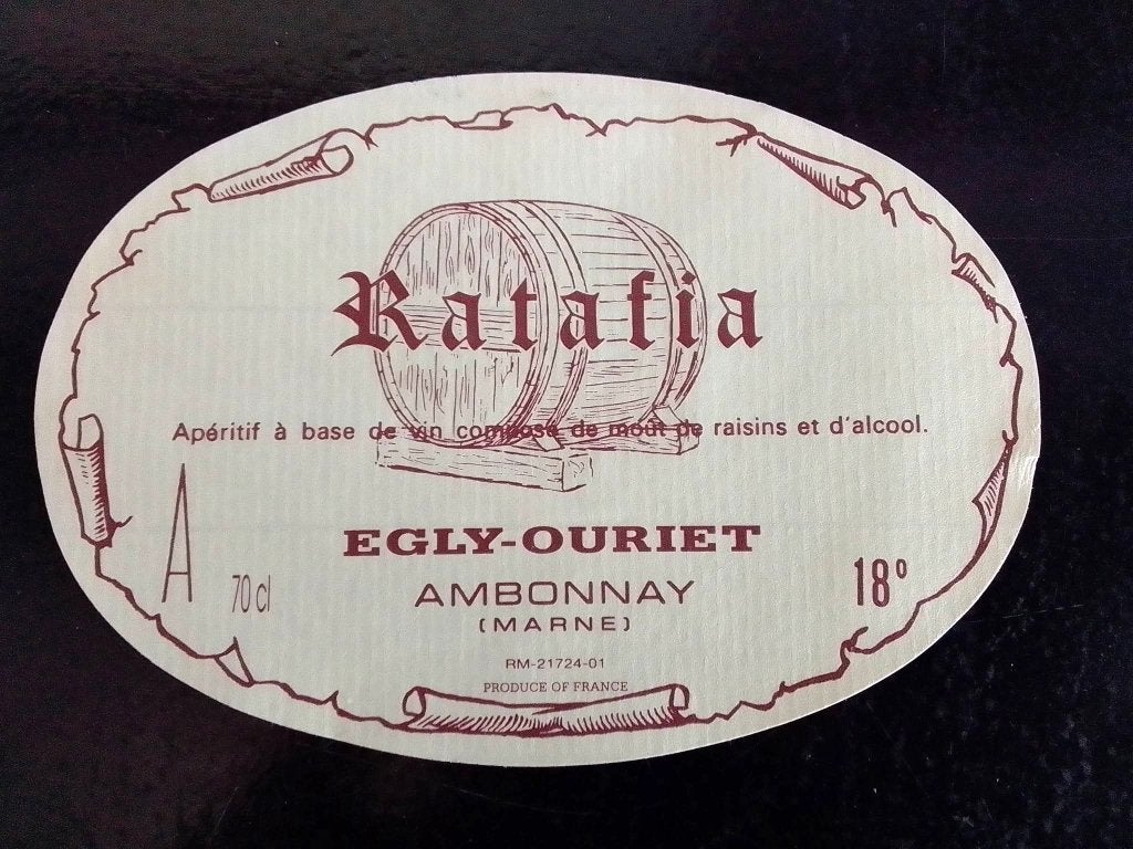 étiquette vin Ratafia Egly-Ouriet, Ambonnay, Collections, Enlèvement ou Envoi, Comme neuf, Autres types