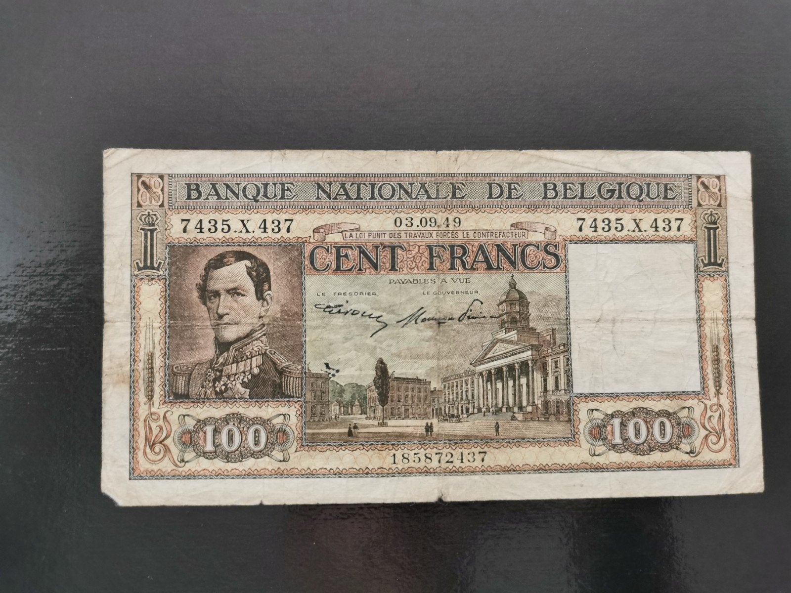 100 frank 03.09.49, Postzegels en Munten, Ophalen of Verzenden