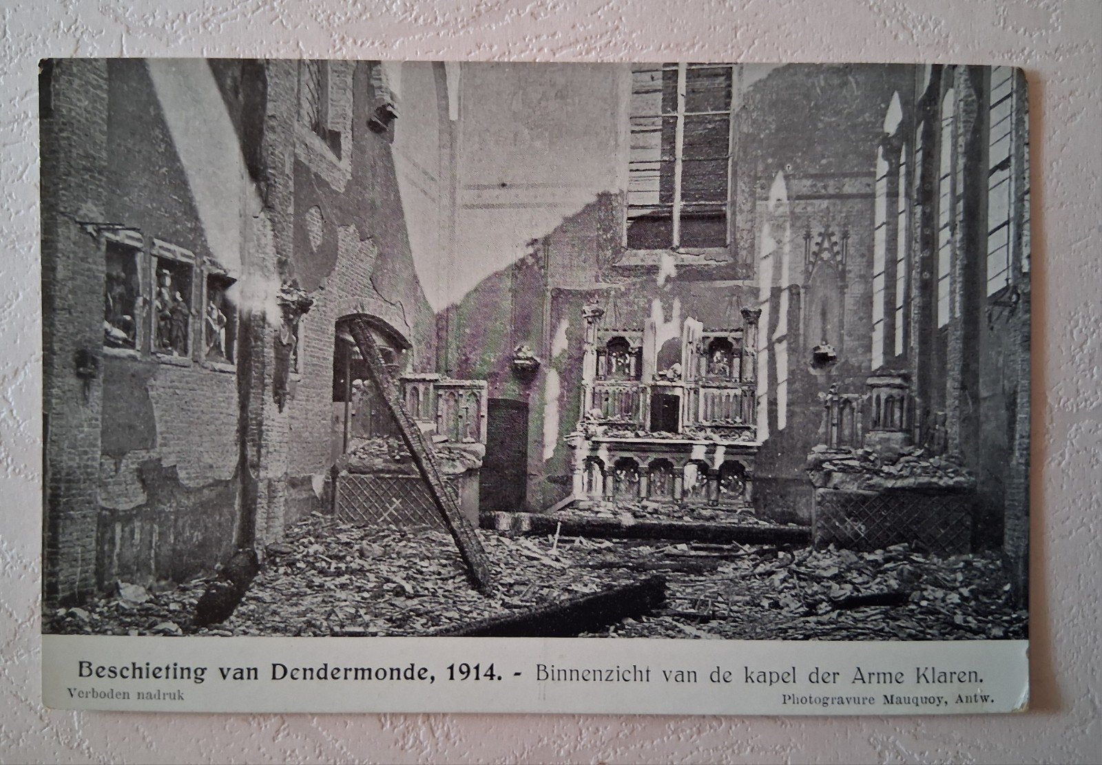 vintage Postkaart vernieling Kapel Arme Klaren Dendermonde, Verzamelen, Ophalen of Verzenden