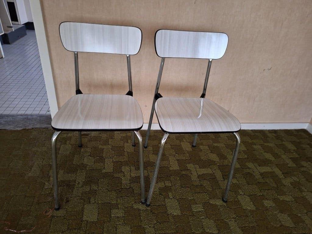 2 chaises de cuisine en mica, Maison & Meubles, Gris, Vintage, Enlèvement, Utilisé