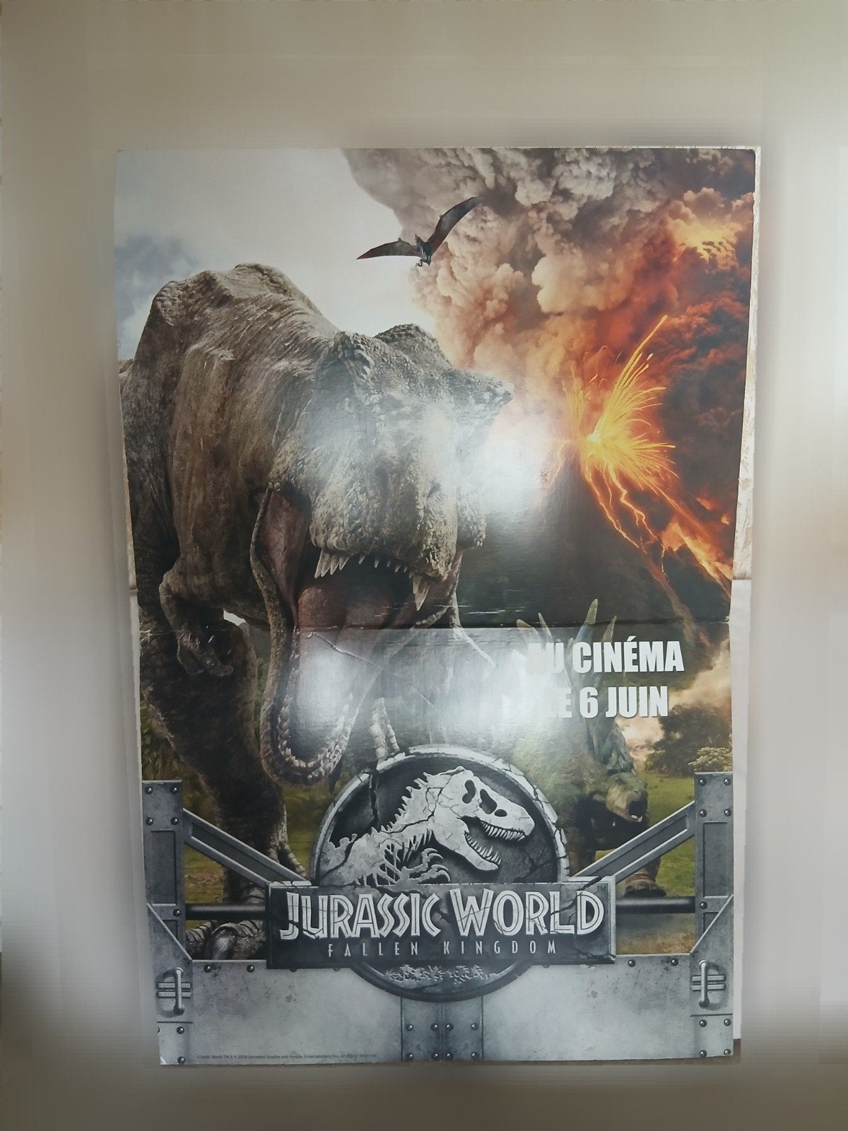 Jurassic world 2018 Grand panneau publicitaire cinéma, Collections, Enlèvement