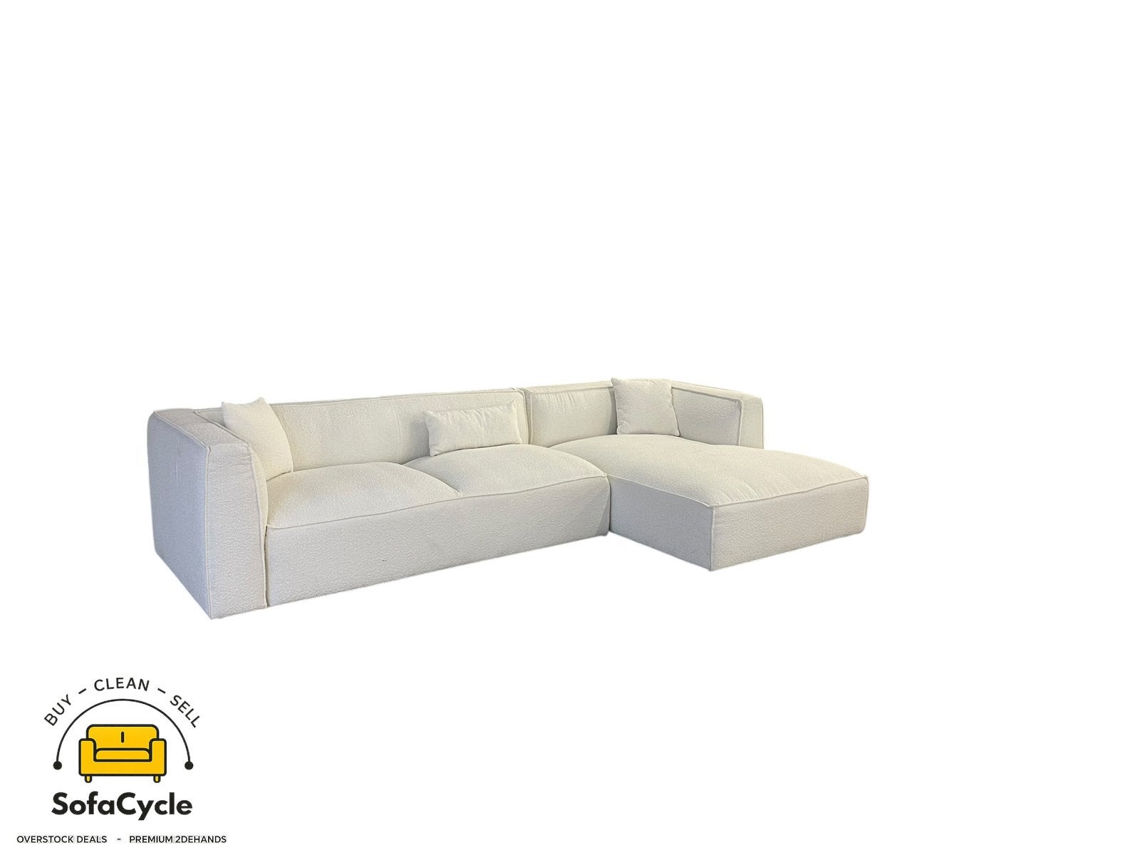 Fauteuil d'angle blanc bouclé NV Gallery, angle R —overstock, Enlèvement ou Envoi, SofaCycle, Info@sofacycle.be
