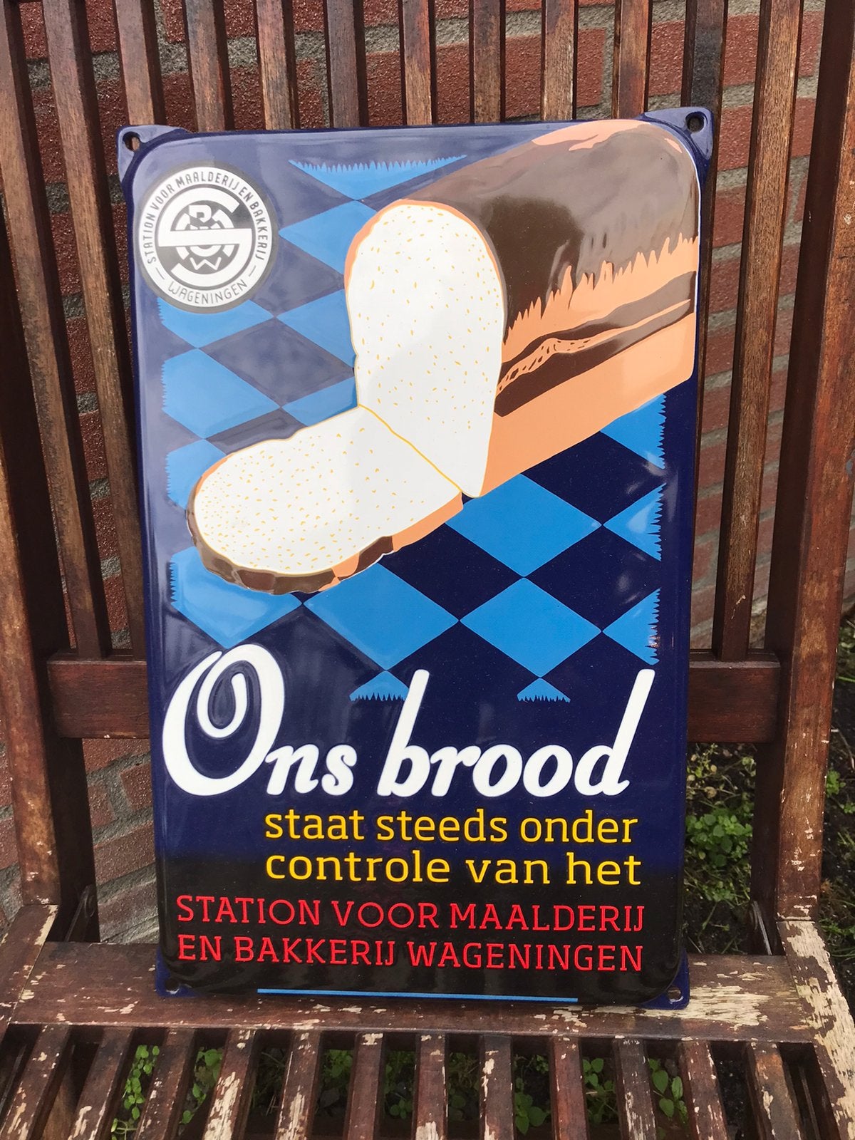 Ons Brood emaille reclamebord, Ophalen of Verzenden, Zo goed als nieuw, Reclamebord