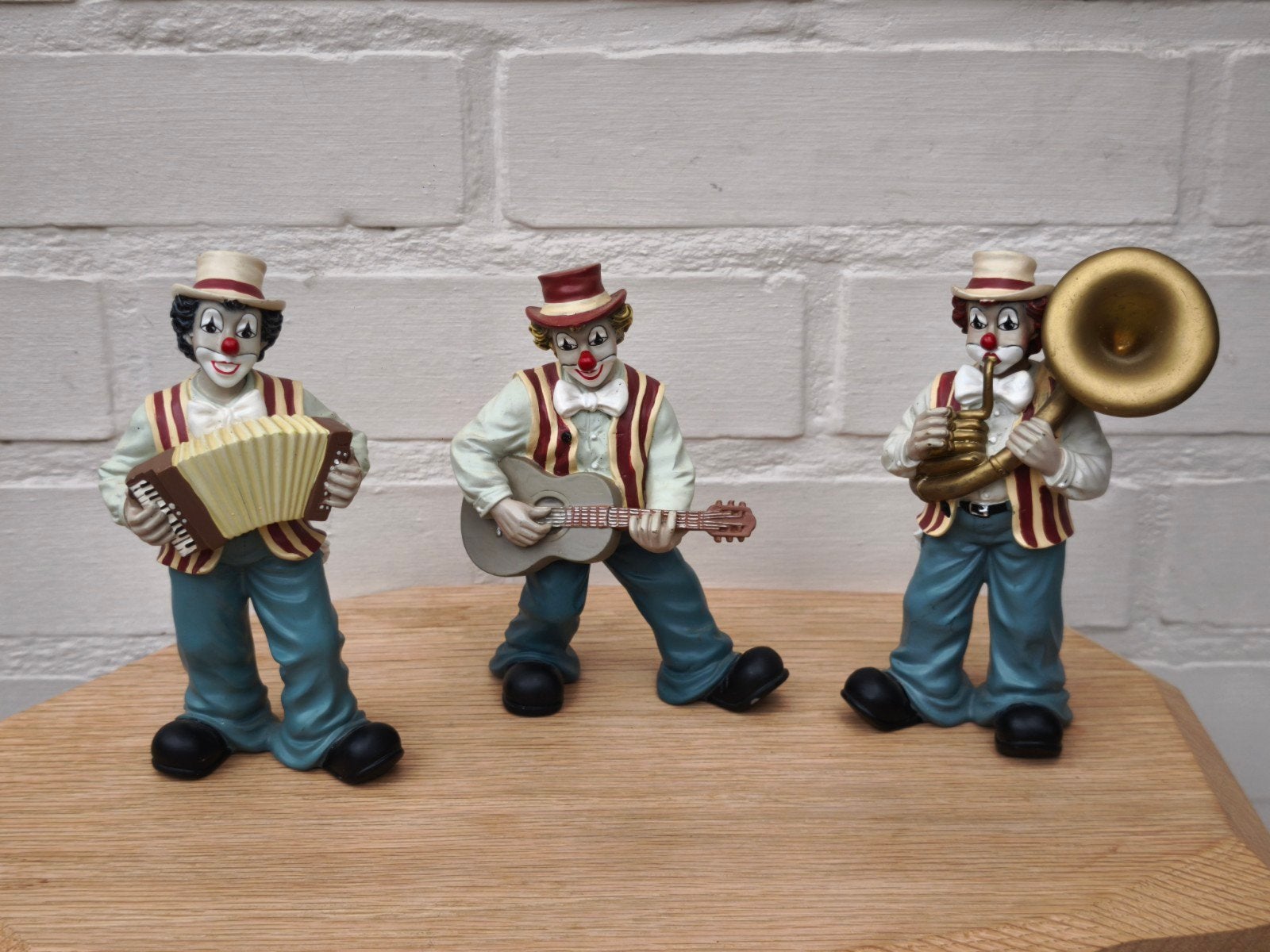 3 Gilde Clowns beeldjes Muzikanten Dixieband Handgeschilderd, Ophalen of Verzenden