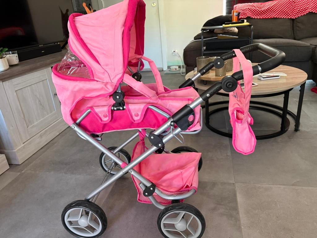 Speelgoed wandelwagen met draagmand en 2 tassen, Ophalen