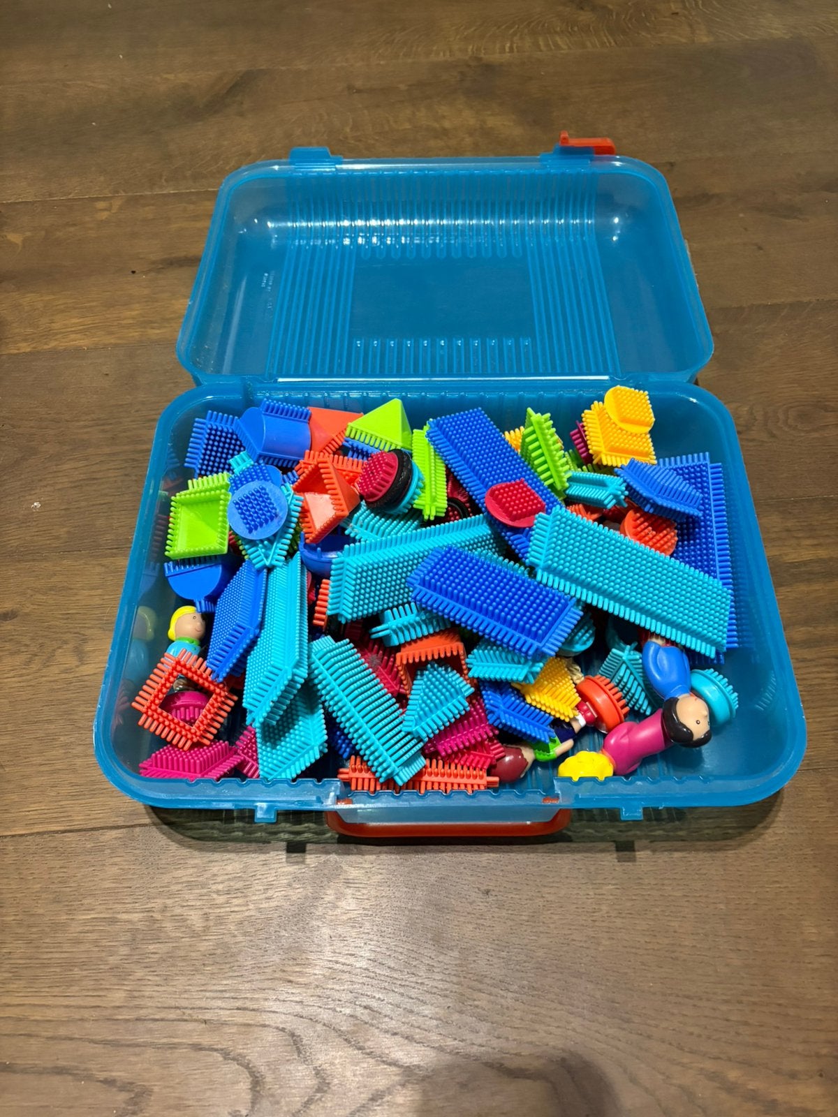 Bristelblokken – Kleurrijk bouwspeelgoed – In opbergbox, Kinderen en Baby's, Speelgoed | Bouwstenen, Zo goed als nieuw, Ophalen