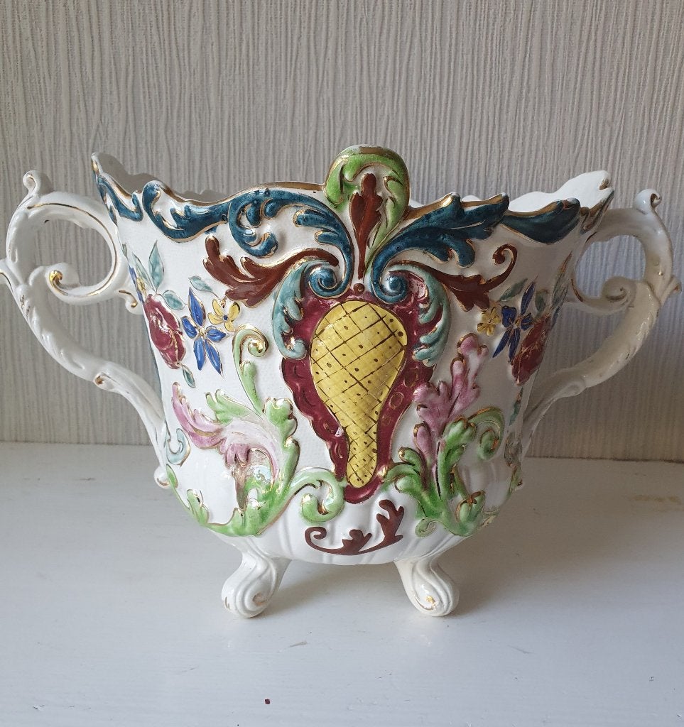 Antieke Bloempot Nimy (België) – Rococo Stijl – ca. 1900, Antiek en Kunst, Antiek | Keramiek en Aardewerk, Ophalen of Verzenden