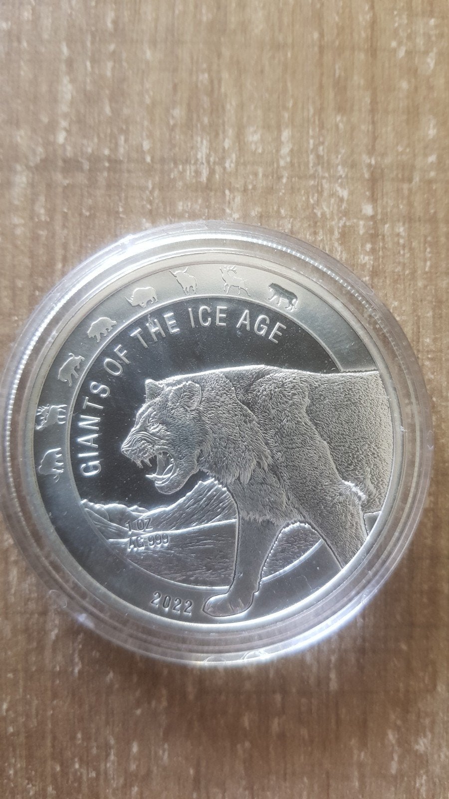 Giants of the ice age 1 oz munt, Postzegels en Munten, Ophalen of Verzenden, Zilver