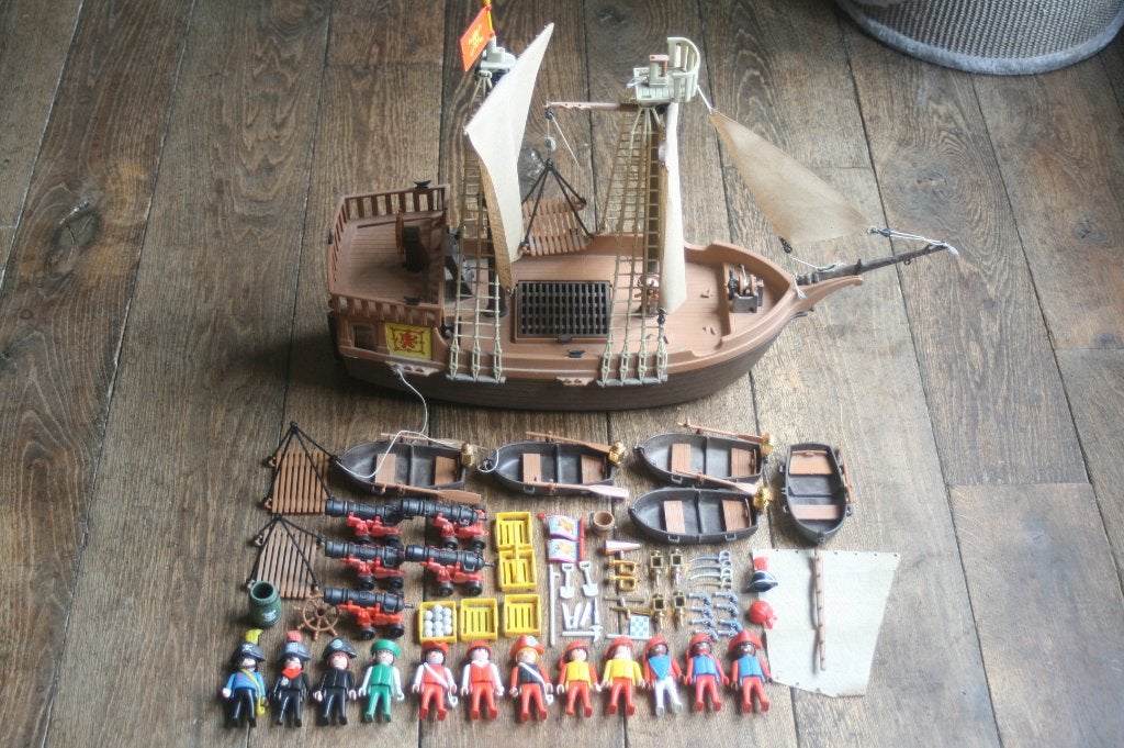 Bateau pirate Playmobil Clicky 3550 1978 + nombreux extras, Pirates, Enlèvement ou Envoi, Bateau, Kit complet