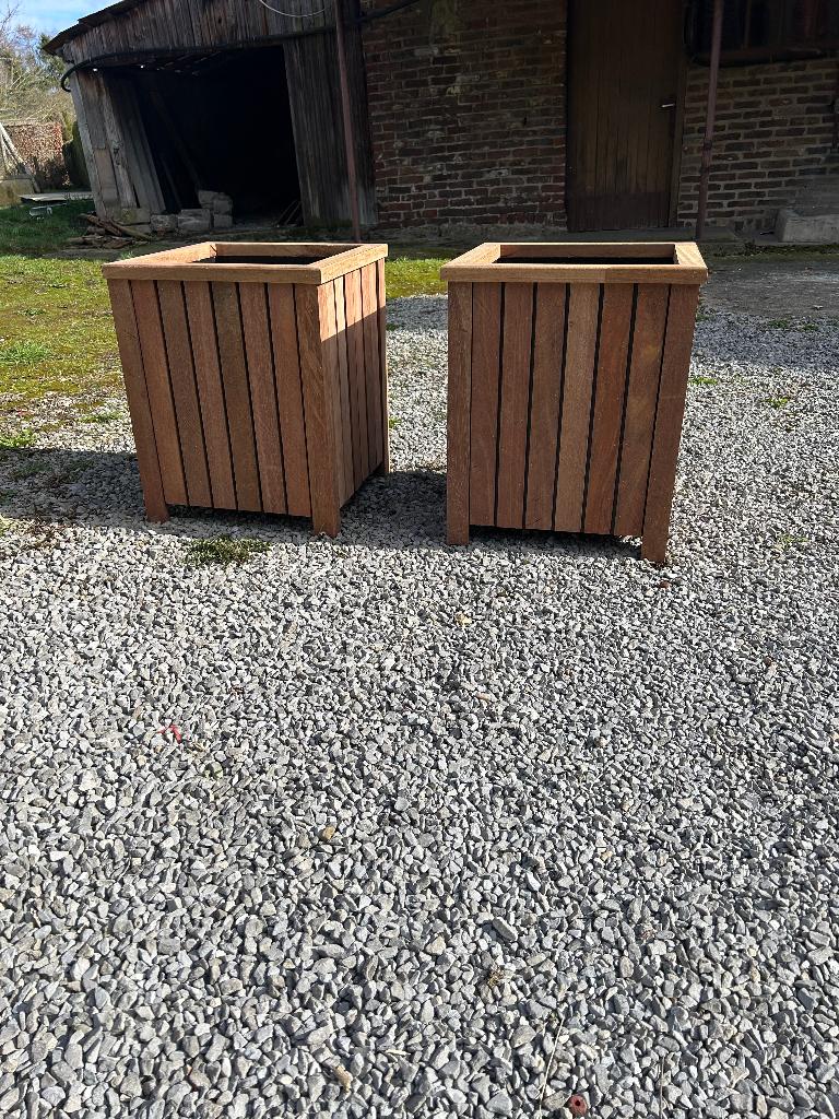 Bloembak Hardhout(prijs per stuk), Neuf, Carré, 30 à 60 cm, Enlèvement