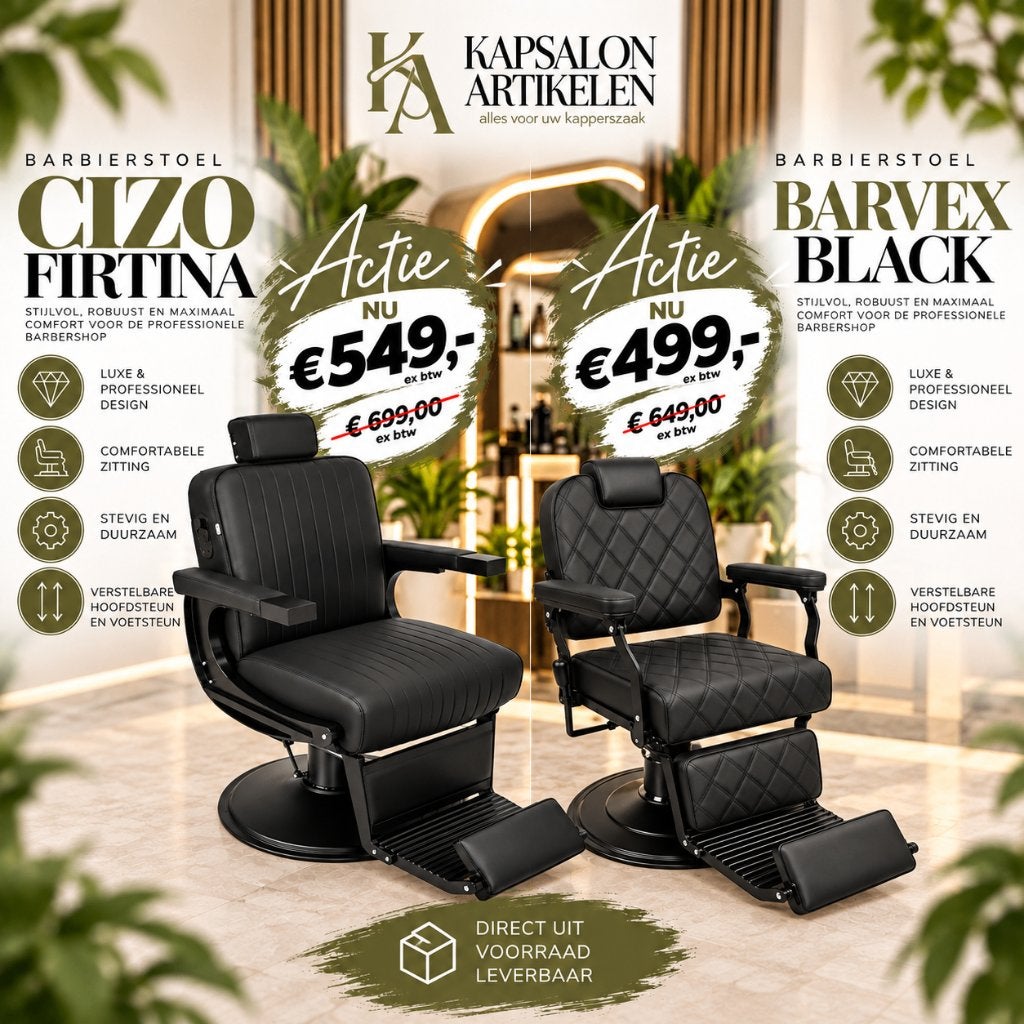 Korting Barbierstoel Herenstoel Knipstoel Kappersstoel Barbe, Nieuw, Ophalen of Verzenden, Modern, Vijf, Zes of meer stoelen