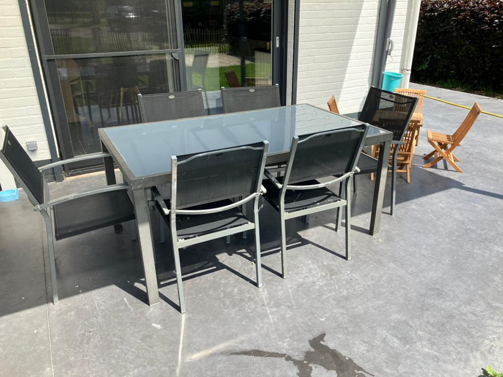 Tuinset 6 personen, Tuin en Terras, Ophalen, Zo goed als nieuw, Aluminium, Tuinset
