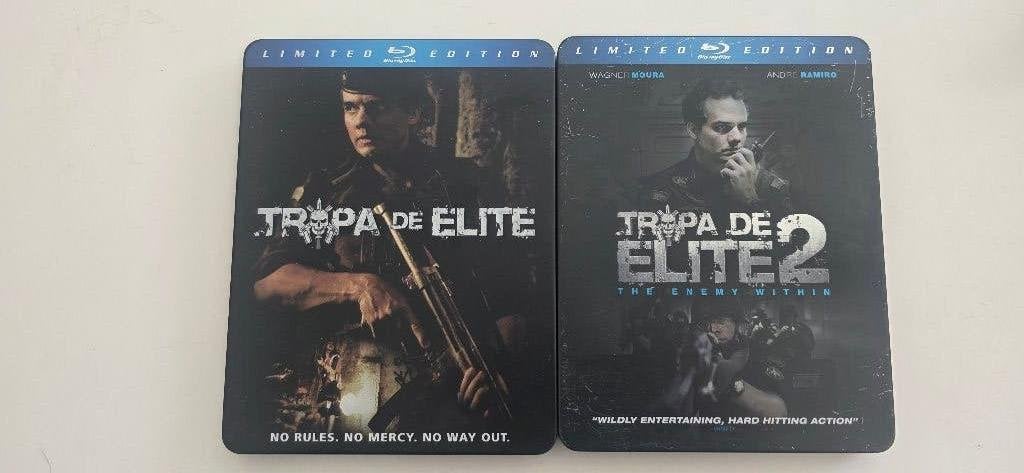 BR STEELBOOKS - Tropa de Elite 1 en 2, Portugais, Action, Enlèvement ou Envoi, Blu-ray