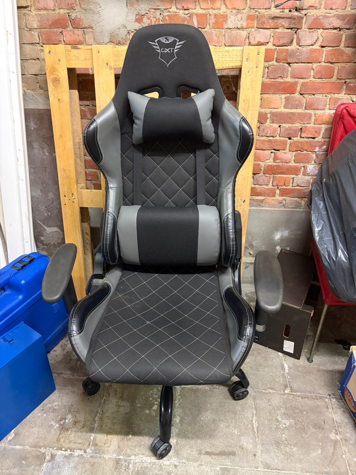 Trust GXT gamestoel – zwart/grijs, Enlèvement ou Envoi, Comme neuf, Chaise de bureau de gaming, Chaise de bureau