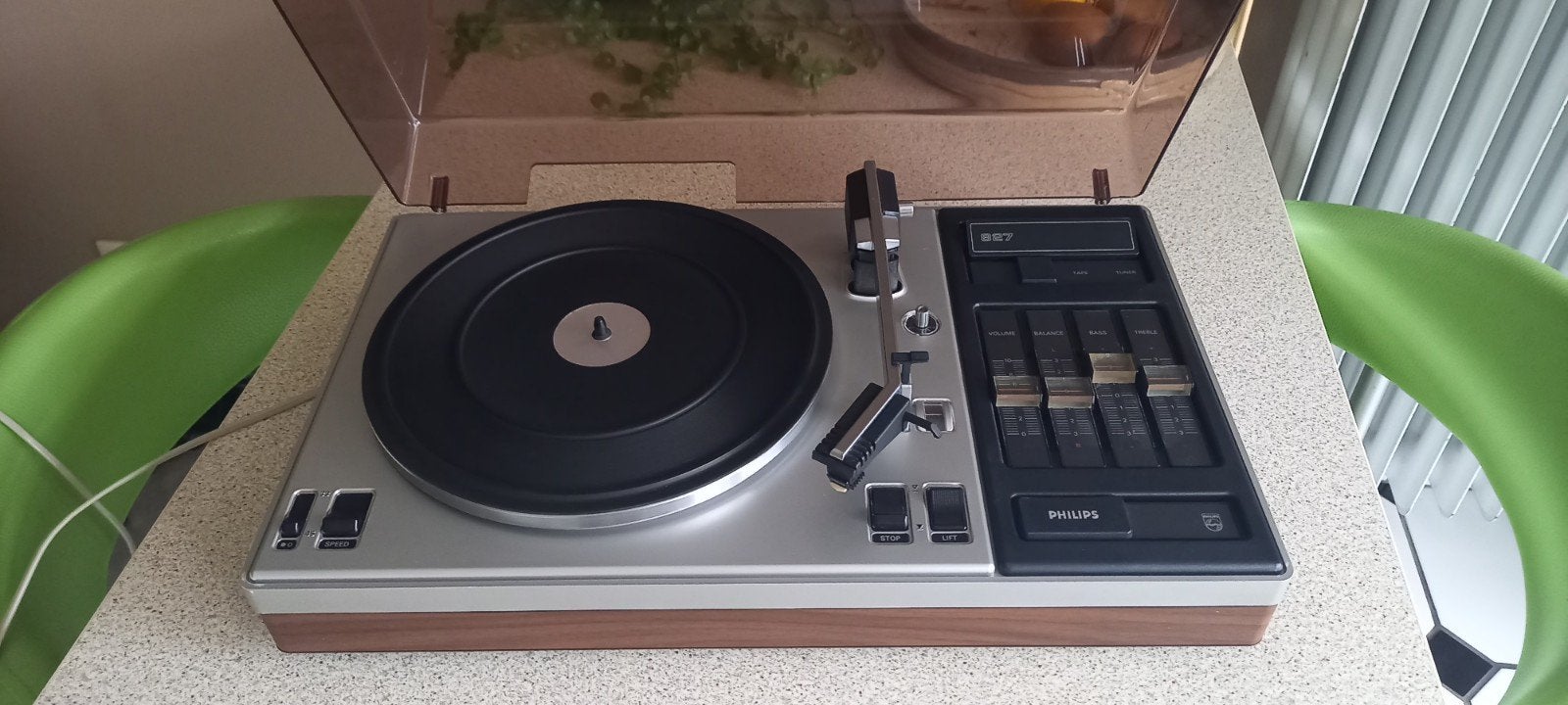 Philips 827 semi automatische platenspeler met versterker, Ophalen, Philips, Gebruikt, Automatisch