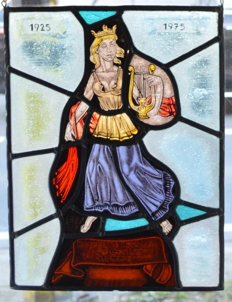 Glasraam St Cecilia Fanfare Hamme 26 x 34 cm, Ophalen of Verzenden