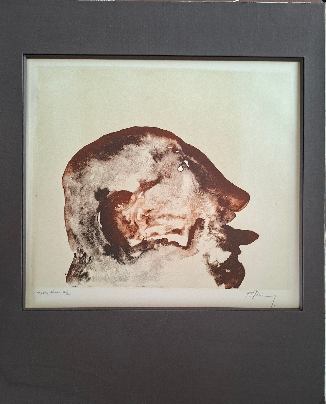 MINNAERT Frans "Manshoofd" kleurlitho, Antiek en Kunst, Ophalen of Verzenden