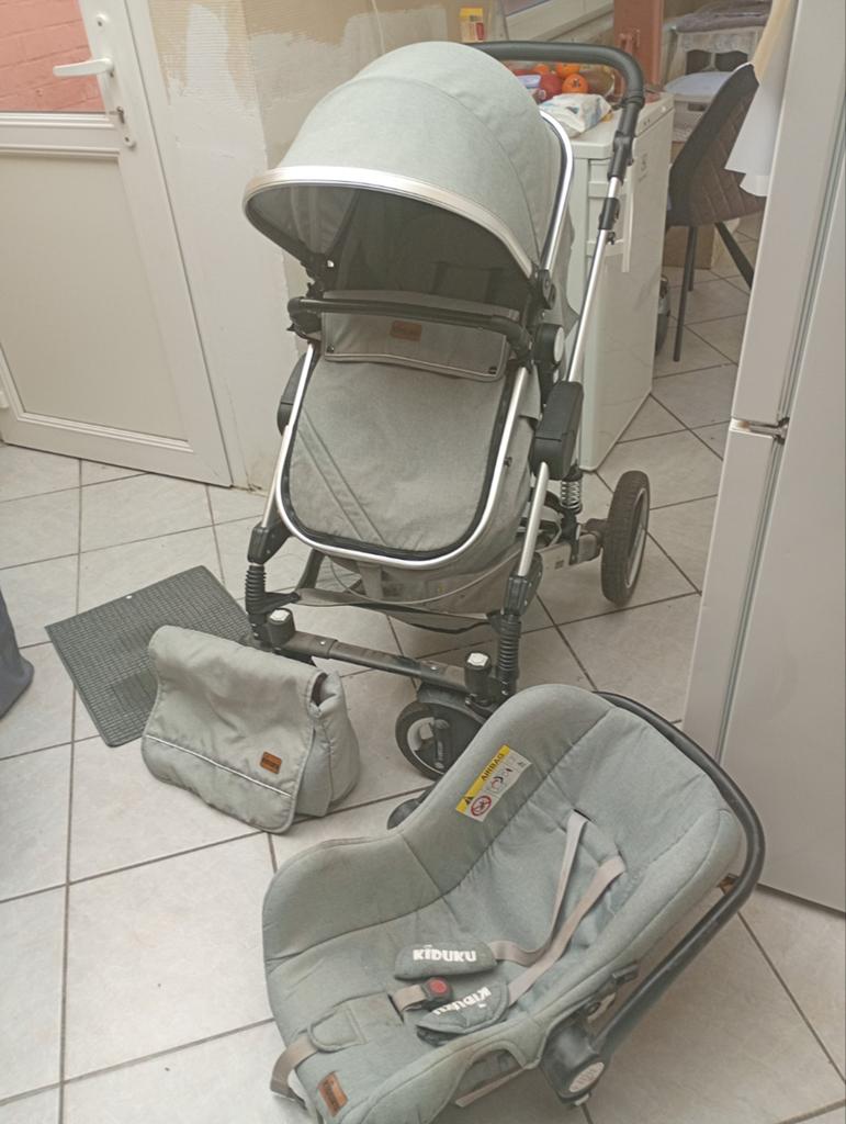 3 in 1 kinderwagen kiduku met luiertas in goede staat, Ophalen, Kinderwagen