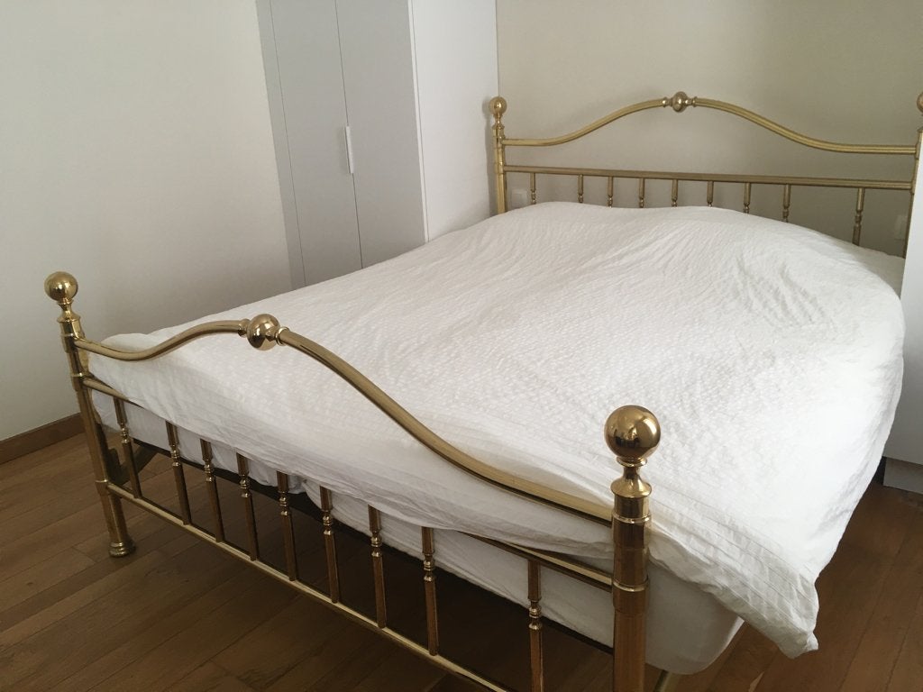 Koperen bed, Huis en Inrichting, Slaapkamer | Bedden, Ophalen, Overige kleuren, Romantisch antiek, Tweepersoons