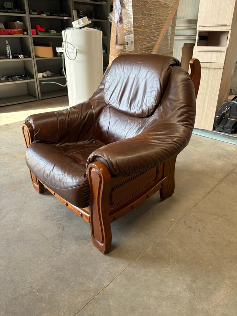 Mooie goed onderhouden lederen zetel, Huis en Inrichting, Fauteuils, Ophalen, Gebruikt, Leer