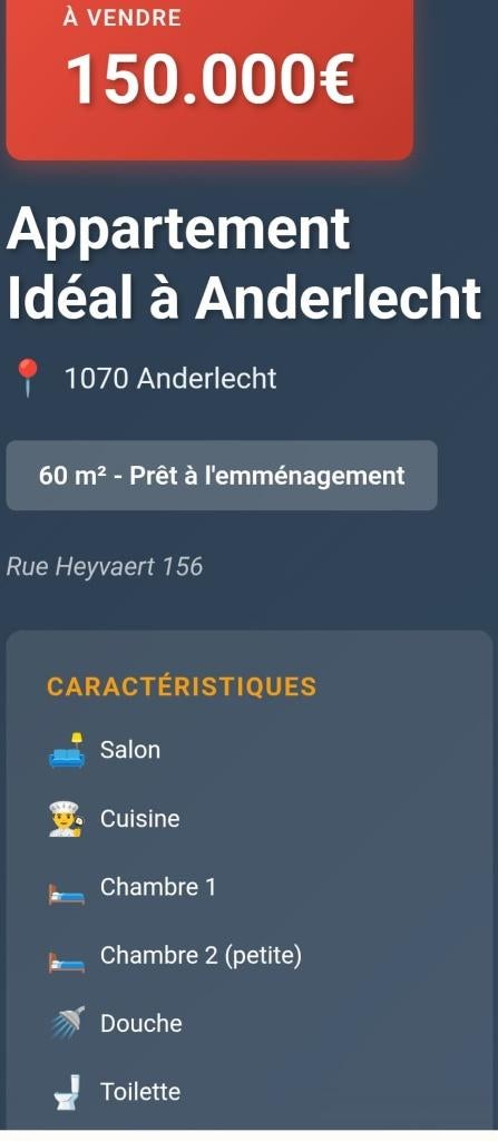 Appartement, Immo, 50 m² ou plus, Bruxelles