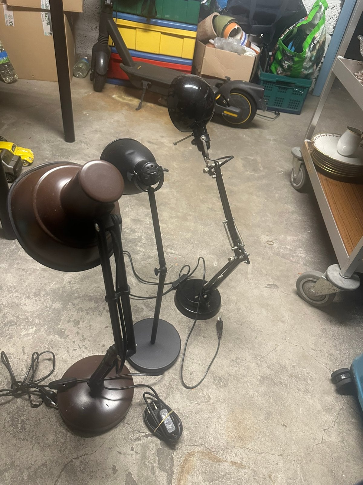 3 x vintage bureaulampen, Ophalen, Gebruikt, Vintage, Verstelbaar