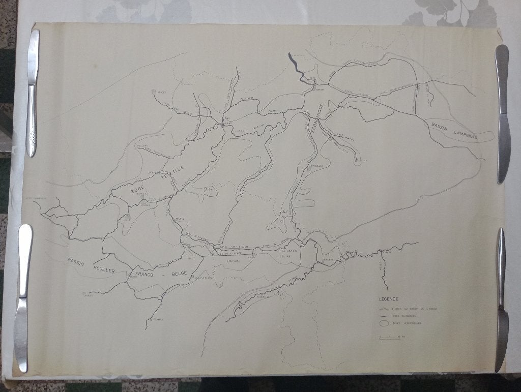 Carte Ancienne Voies Navigables & Bassin Houiller, Livres, Enlèvement ou Envoi, Belgique, Autres types