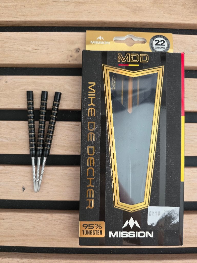 Mission Mike de Decker Black Gold PVD 95% - dartpijlen, Sport en Fitness, Darts, Ophalen, Gebruikt, Pijlen