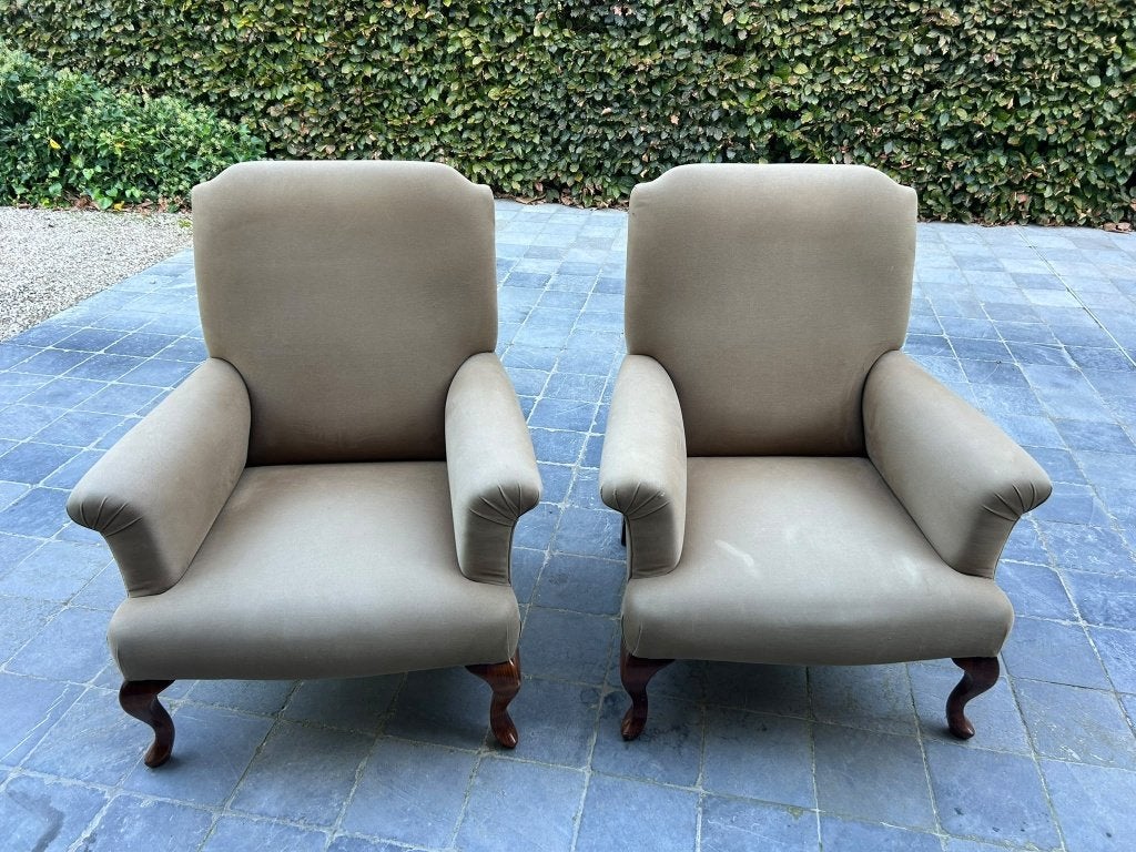 Set van 2 klassieke fauteuils – Queen Anne / Engelse stijl, Antiek en Kunst, Ophalen