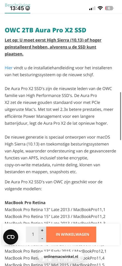OWC SSD AURA PRO X2 2 TB, Enlèvement ou Envoi, Utilisé