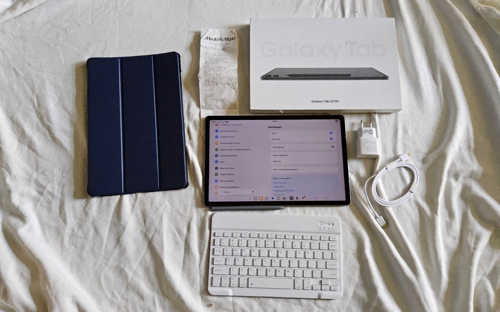 Samsung Galaxy Tab S9 FE +, 256gb, bijna nieuw, accessoires, Ophalen of Verzenden