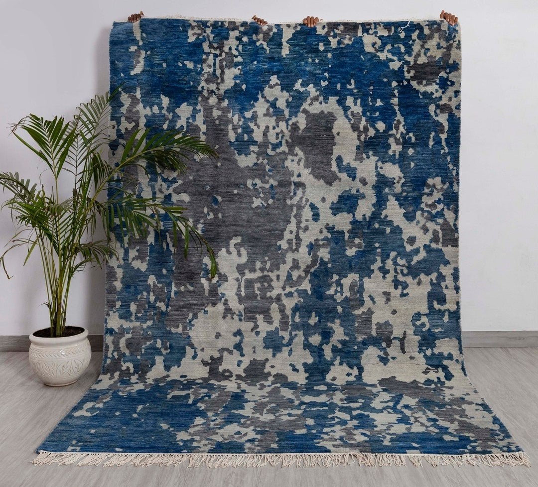 Nieuwe Tapijt grijs met blauwe accenten  - 200 290, Huis en Inrichting, Stoffering | Tapijten en Vloerkleden, Ophalen, Grijs