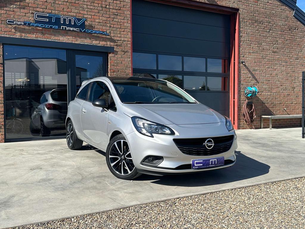 Opel Corsa 1.0 Turbo 115PK! Black Edition! Smartphone Link!, Auto's, Opel, Stof, Gebruikt, Zwart, Bedrijf