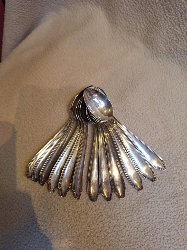 12 koffielepels verzilverd, Ophalen of Verzenden