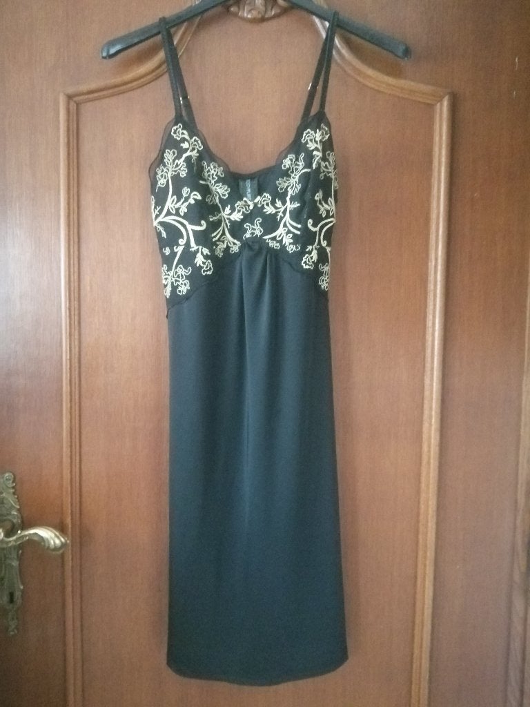 Slipdress met lurex borduursel, Kleding | Dames, Ophalen of Verzenden, Zwart