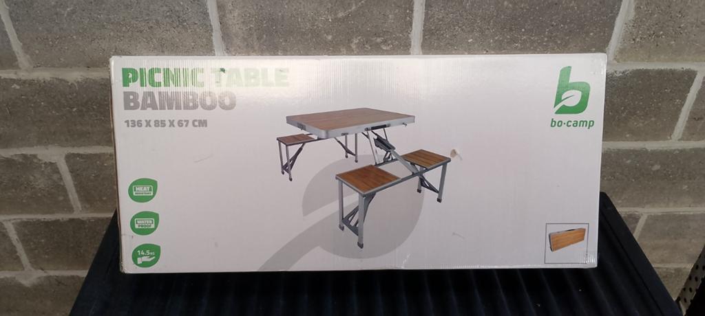 Table de pique-nique en bambou Bo-Camp, Caravanes & Camping, Enlèvement