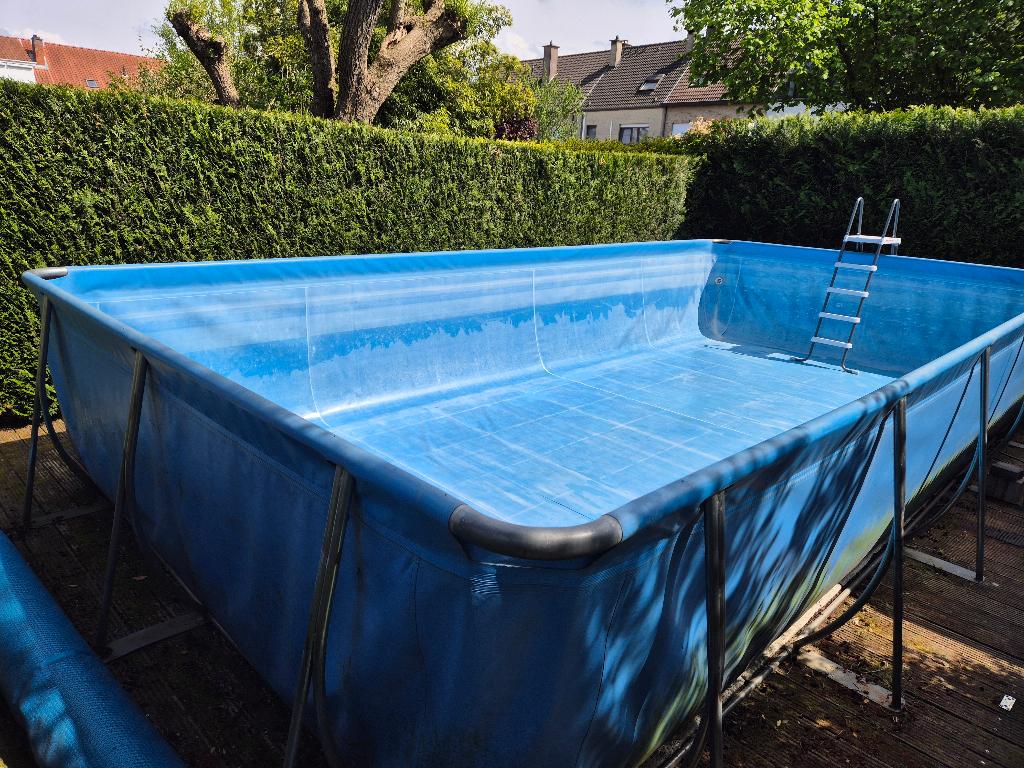 Opzetzwembad Technypool 7,70mx3,70mx1,25m incl. toebehoren, 300 cm ou plus, Enlèvement, Utilisé, Rectangulaire